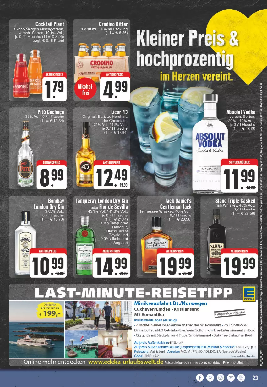 Aktueller Prospekt E Center - Angebote der Woche - von 01.05 bis 06.05.2023 - strona 23 - produkty: Absolut Vodka, aktionspreis, alkohol, angebot, bier, brut, brut dargent, cocktail, cola, Currant, decke, drink, drinks, dry gin, ecco, eis, ente, flasche, getränk, getränke, gin, irish whiskey, jack daniel, jack daniel's, Jack Daniel’s, lack, licor, licor 43, london dry, london dry gin, moselland, prosecco, reis, senf, Stühl, Tanqueray, telefon, tennessee whiskey, Ti, uhr, vodka, wein, weine, whiskey, zonin, ZTE