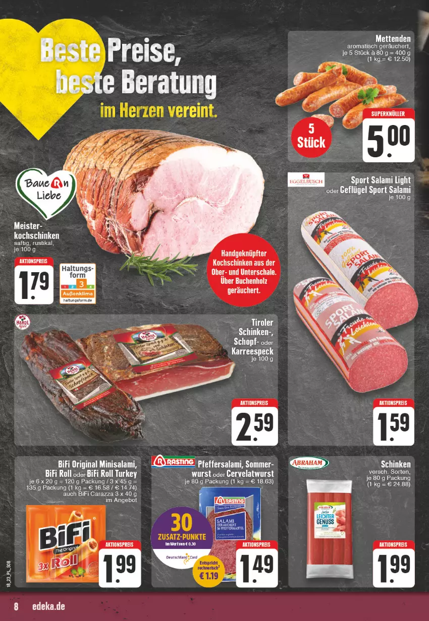 Aktueller Prospekt E Center - Angebote der Woche - von 01.05 bis 06.05.2023 - strona 8 - produkty: aktionspreis, angebot, asti, bifi, eis, Geflügel, gin, kochschinken, pfeffer, reis, saft, salami, schinken, Speck, Sport, Ti, tisch, wurst