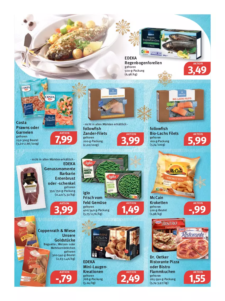 Aktueller Prospekt Feneberg - Prospekte - von 20.12 bis 24.12.2021 - strona 14 - produkty: baguette, beutel, bio, brötchen, coppenrath, deka, Dr. Oetker, elle, ente, Entenbrust, filet, filets, flammkuchen, followfish, forelle, garnelen, Goldstücke, henkel, iglo, Kette, korn, Kroketten, kuchen, lachs, lamm, mccain, mehrkornbrötchen, nuss, pizza, prawns, rel, ristorante, ristorante pizza, schenkel, Ti, Zander