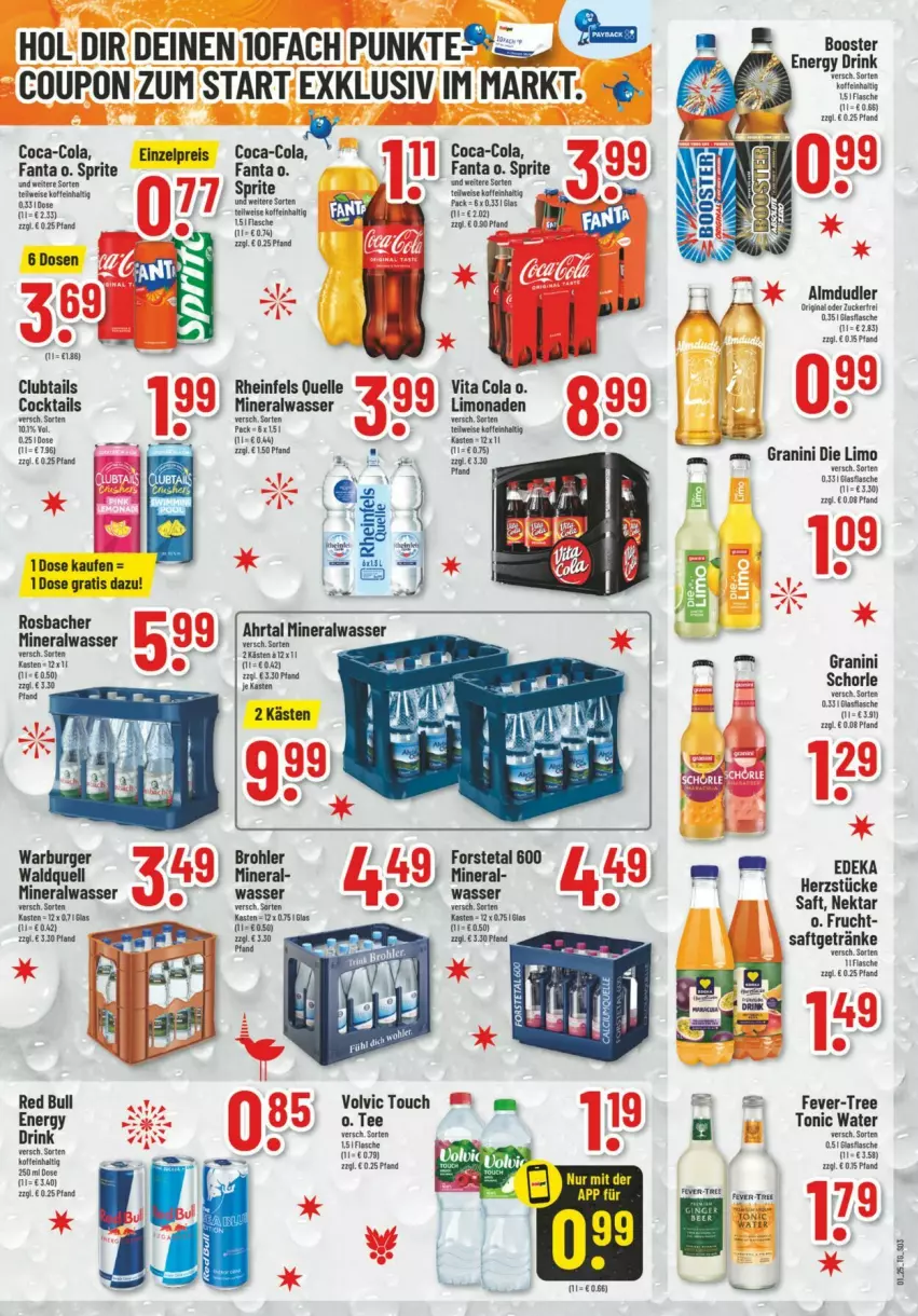 Aktueller Prospekt Trinkgut - Prospekte - von 22.12 bis 28.12.2024 - strona 3 - produkty: almdudler, Alwa, burger, coca-cola, cocktail, cocktails, cola, coupon, deka, drink, eis, elle, energy drink, fanta, fever-tree, flasche, Forstetal, frucht, getränk, getränke, gin, granini, granini die limo, limo, limonade, limonaden, mineralwasser, Nektar, red bull, reis, rheinfels quelle, saft, schorle, sprite, Tasche, tee, Ti, tonic, tonic water, vita, Vita C, wasser, zucker