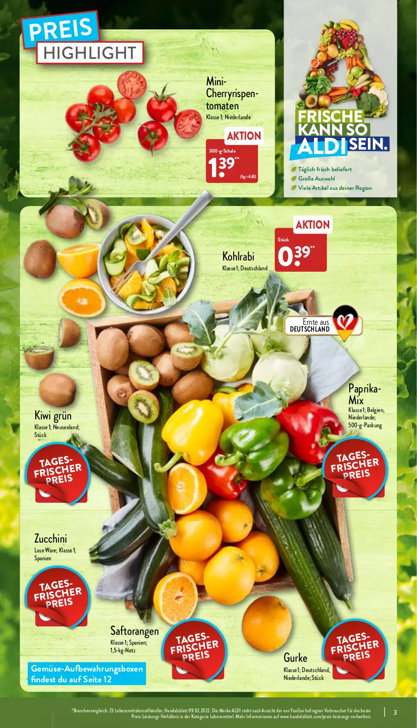 Aktueller Prospekt Aldi Nord - Aldi-Aktuell - von 30.05 bis 04.06.2022 - strona 3 - produkty: aldi, aufbewahrungsbox, eis, Elan, gurke, kiwi, kohlrabi, lebensmittel, LG, orange, orangen, paprika, Rauch, reis, saft, Saftorangen, Schal, Schale, Ti, tomate, tomaten, Yo, zucchini