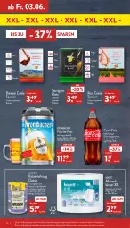 Gazetka promocyjna Aldi Nord - Aldi-Aktuell - Gazetka - ważna od 04.06 do 04.06.2022 - strona 32 - produkty: bag-in-box, coca-cola, cola, cuvée, erfrischungsgetränk, fisch, flasche, Geflügel, getränk, gin, Käse, katzennahrung, krombache, krombacher, pasta, rind, roséwein, rotwein, saft, sauvignon, sauvignon blanc, schwein, Tapas, Ti, tücher, weck, wein, Weißwein, ZTE