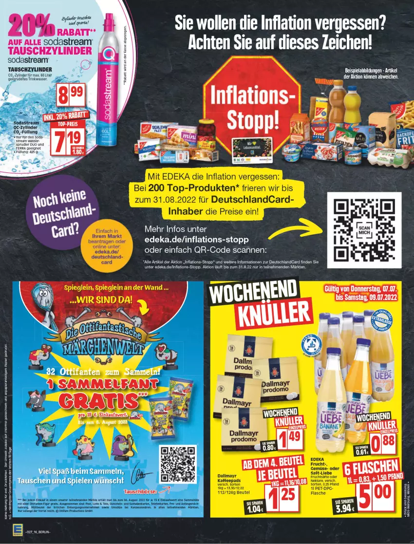 Aktueller Prospekt Edeka - Angebote der Woche - von 04.07 bis 09.07.2022 - strona 16 - produkty: beutel, deka, deutschlandcard, eis, guthabenkarte, gutschein, LG, milch, müllbeutel, reis, Soda, sodastream, Sprudel, telefon, Ti, topf, Tüte, wasser, wolle, ZTE