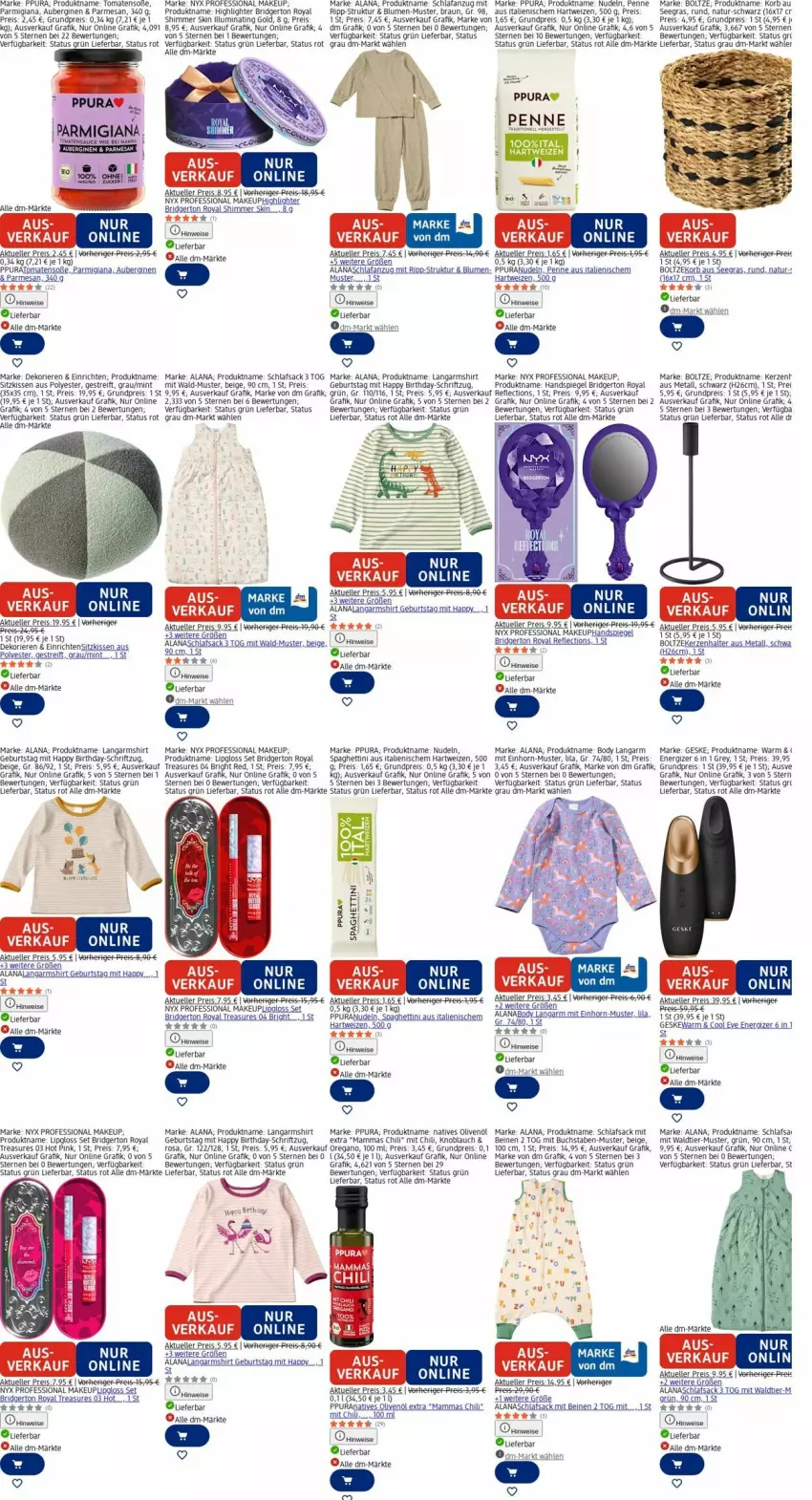 Aktueller Prospekt Dm Drogerie - Prospekte - von 06.04 bis 15.04.2026 - strona 18 - produkty: Anzug, aubergine, auberginen, Berger, blume, blumen, body, braun, buch, chili, eis, elle, energizer, gin, hartweizen, kerze, Kerzenhalter, kissen, knoblauch, korb, Langarmshirt, Lipgloss, mam, mint, natives olivenöl, natur, nudel, nudeln, olive, oliven, olivenöl, olivenöl extra, penne, Rana, reis, sac, Schlafanzug, schlafsack, Schriftzug, shirt, sitzkissen, Soße, spaghetti, spiegel, Ti, tomate, tomaten, Yo