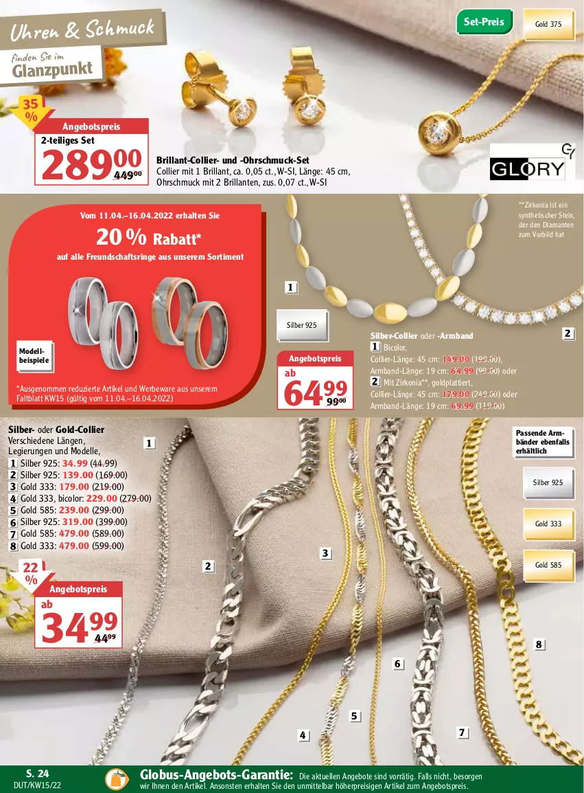 Aktueller Prospekt Globus - Prospekte - von 11.04 bis 16.04.2022 - strona 30 - produkty: angebot, angebote, angebotspreis, Armband, dell, eis, elle, Mode, reis, ring, Schmuck, Spiele, Ti, tisch, uhr