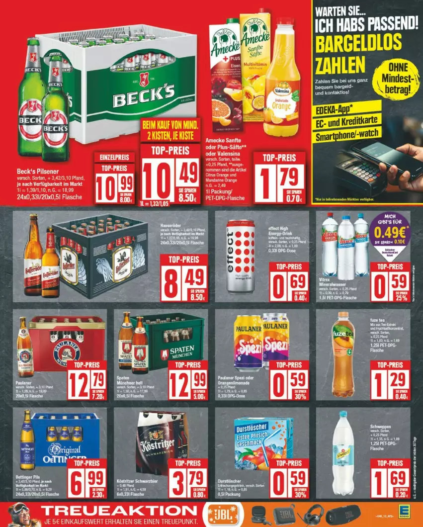 Aktueller Prospekt Edeka - Prospekte - von 11.11 bis 16.11.2024 - strona 13 - produkty: amecke, beck's, Brei, citrus, eis, flasche, mandarine, orange, pils, pilsener, reis, Ti, top-preis, valensina