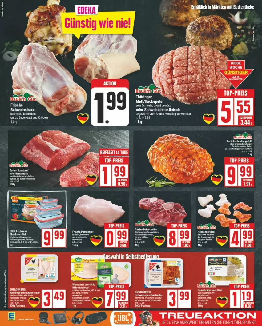 Aktueller Prospekt Edeka - Prospekte - von 11.11 bis 16.11.2024 - strona 4 - produkty: aeg, auer, eis, fleisch, hackfleisch, Knödel, Kraut, reis, ring, Sauerkraut, schwein, schweine, Schweinehackfleisch, Ti, top-preis, wein, weine