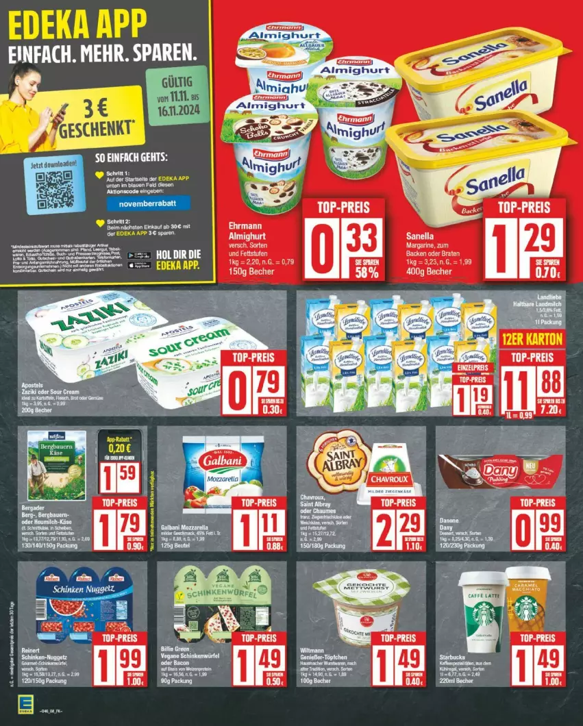 Aktueller Prospekt Edeka - Prospekte - von 11.11 bis 16.11.2024 - strona 8 - produkty: Becher, ehrmann, eis, reis, tee, top-preis