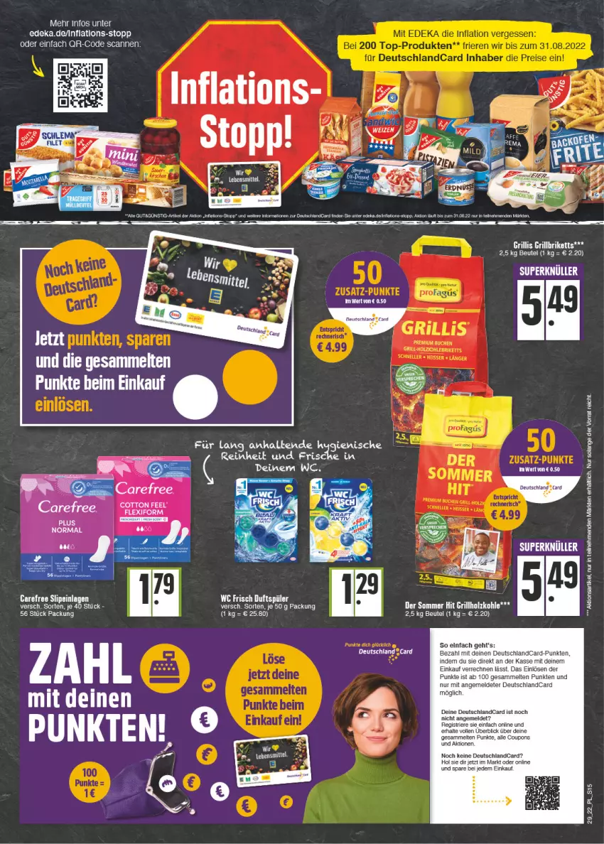 Aktueller Prospekt E Center - Angebote der Woche - von 18.07 bis 23.07.2022 - strona 15 - produkty: alle coupons, beutel, briketts, carefree, coupon, coupons, deka, deutschlandcard, grill, grillbriketts, slip, slipeinlagen, Ti