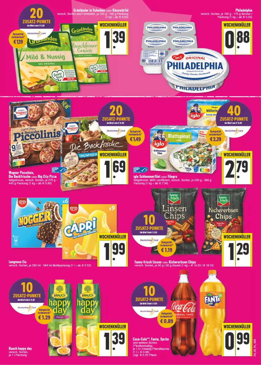 Aktueller Prospekt E Center - Angebote der Woche - von 18.07 bis 23.07.2022 - strona 3 - produkty: Becher, eis, Happy Day, Käse, langnese, langnese eis, piccolinis, pizza, Rauch, tee, Ti, wagner, würfel