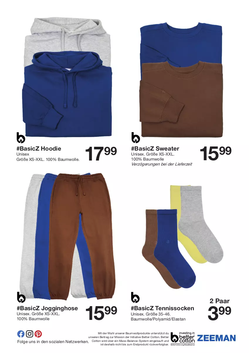 Aktueller Prospekt Zeeman - Prospekte - von 02.03 bis 15.03.2024 - strona 7 - produkty: Bau, baumwolle, bett, gin, hose, Jogginghose, LG, socken, Sweater, Ti, wolle