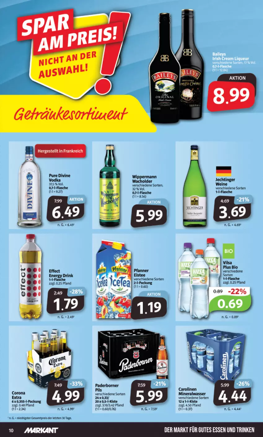 Aktueller Prospekt Markant - Prospekte - von 24.10 bis 29.10.2022 - strona 10 - produkty: Alwa, bio, corona, drink, Effect, eis, eistee, energy drink, flasche, gutes essen, mineralwasser, pils, reis, tee, Ti, usb, vilsa, vodka, wasser, wein, weine, ZTE