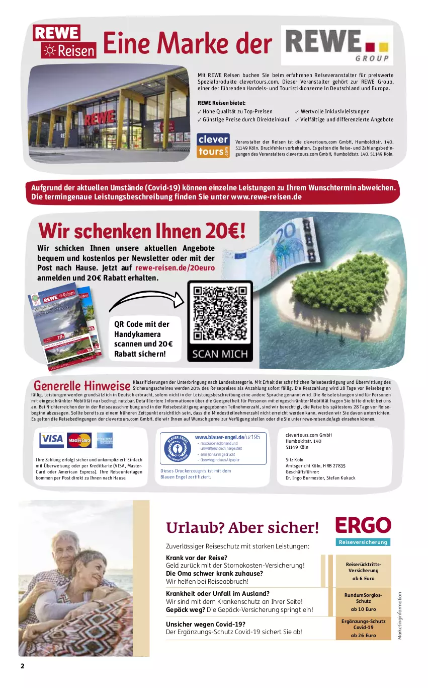 Aktueller Prospekt Rewe Reisen - Reiseprospekt - von 30.09 bis 28.10.2022 - strona 2 - produkty: alpro, angebot, angebote, auer, buch, drucker, eier, eis, elle, Engel, erde, gin, Handy, inklusivleistungen, kamera, kerze, LG, mastercard, papier, reis, reiseveranstalter, rel, ring, Spezi, Ti, top-preis, uhr