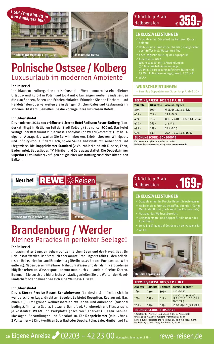 Aktueller Prospekt Rewe Reisen - Reiseprospekt - von 30.09 bis 28.10.2022 - strona 26 - produkty: aqua, auer, axe, Bad, Bademantel, bio, buch, dusche, eier, eis, ente, erde, fisch, fische, Fischer, getränk, getränke, inklusivleistungen, innenpool, küche, Küchen, kurtaxe, leine, Liege, Mantel, Mode, pool, reis, rezept, rwe, Schere, slip, Slipper, Sport, tee, Ti, uhr, wasser, Wassersport, wellnessbereich, Whirlpool, xmas