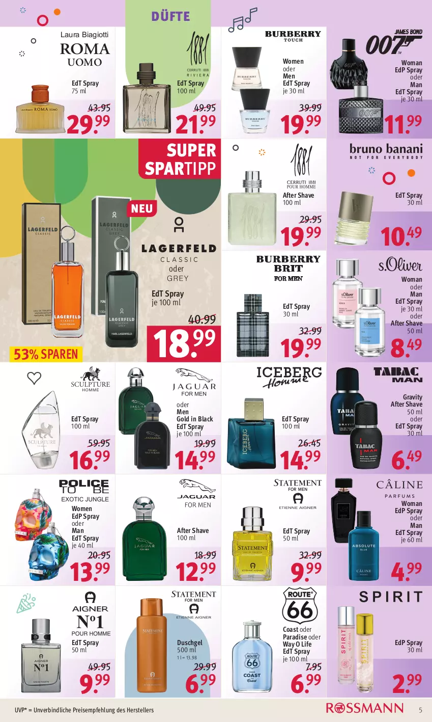 Aktueller Prospekt Rossmann - Prospekte - von 27.06 bis 01.07.2022 - strona 5 - produkty: after shave, duschgel, edp spray, edt spray, eis, elle, lack, laura biagiotti, reis, spartipp, teller, Ti