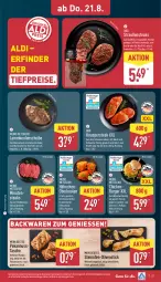 Gazetka promocyjna Aldi Nord - Von Montag - Gazetka - ważna od 23.08 do 23.08.2025 - strona 27 - produkty: aldi, backwaren, braten, burger, butter, eis, Elan, fleisch, geback, gewürz, grill, Hähnchenfleisch, kräuter, kräuterbutter, lamm, lammkeule, marinade, nuss, Ofen, olive, oliven, pfeffer, Plunder, reis, rind, rinder, Rinderkeule, Schal, Schale, schwein, schweine, schweinerücken, Speck, steak, steaks, steinofen, Tasche, Ti, tiefpreis, tisch, wein, weine