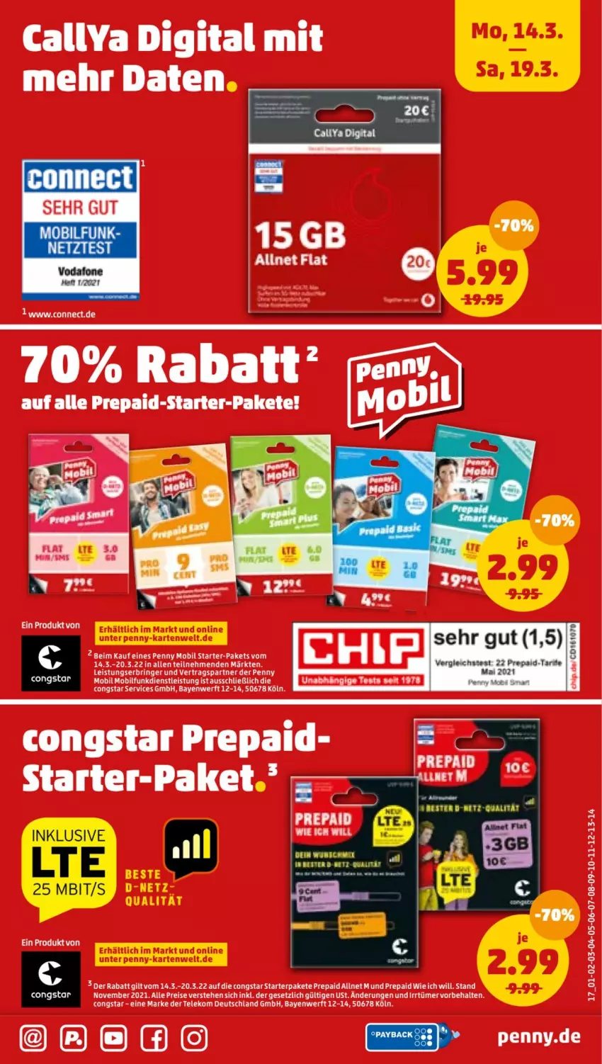 Aktueller Prospekt Penny - Prospekte - von 14.03 bis 19.03.2022 - strona 17 - produkty: congstar, eis, reis, ring, Ti