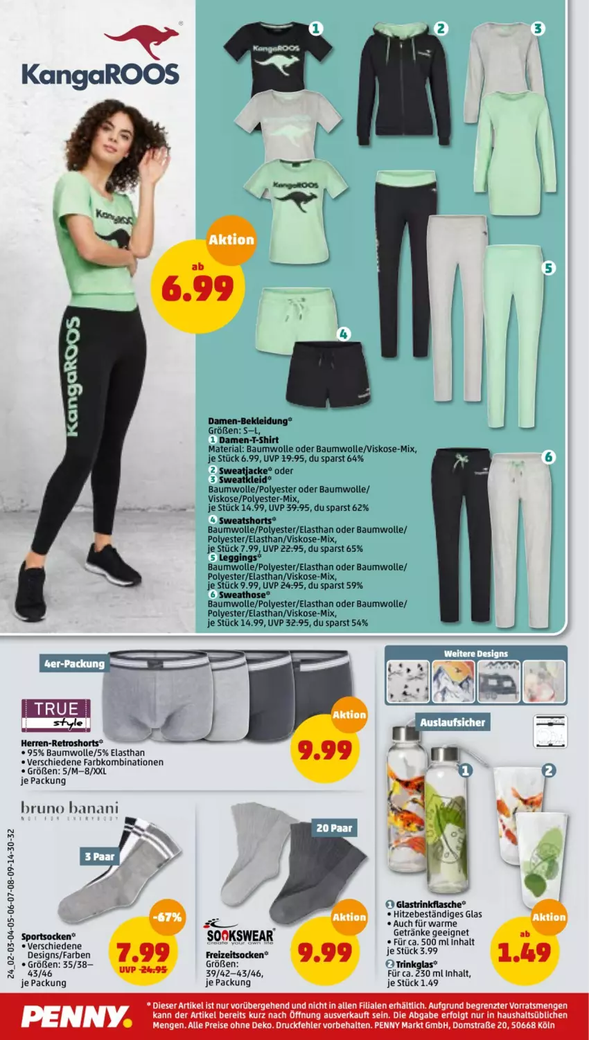 Aktueller Prospekt Penny - Prospekte - von 14.03 bis 19.03.2022 - strona 24 - produkty: Bau, baumwolle, eis, flasche, Freizeitsocken, getränk, getränke, gin, hose, Jacke, kleid, Kleidung, LG, reis, retroshorts, Ria, shirt, shorts, socken, Sweathose, sweatjacke, Sweatkleid, sweatshorts, T-Shirt, Ti, trinkflasche, trinkglas, wolle, ZTE