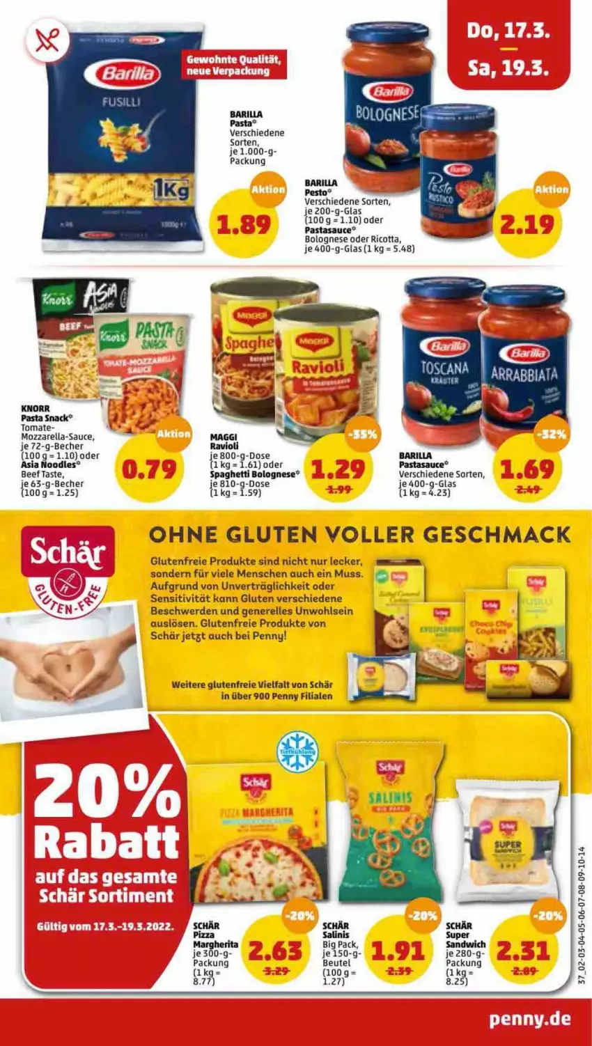 Aktueller Prospekt Penny - Prospekte - von 14.03 bis 19.03.2022 - strona 37 - produkty: barilla, Becher, beef, beutel, bolognese, elle, erde, knorr, knorr pasta, mac, margherita, mozzarella, pasta, pasta snack, pesto, pizza, ravioli, rel, ricotta, sandwich, sauce, snack, spaghetti, spaghetti bolognese, Ti, tomate