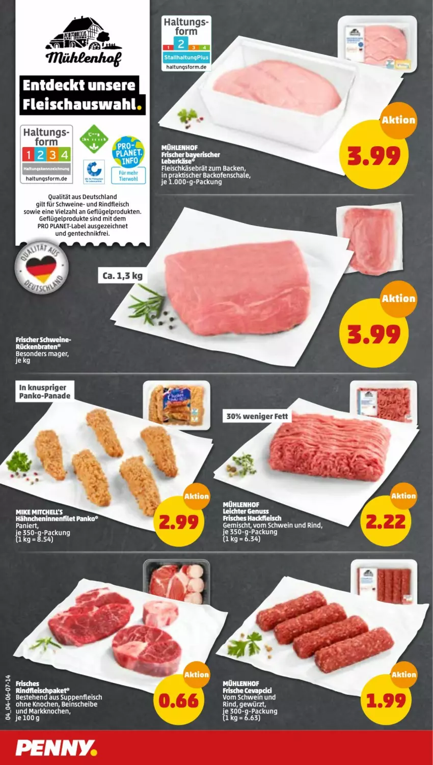 Aktueller Prospekt Penny - Prospekte - von 14.03 bis 19.03.2022 - strona 4 - produkty: cevapcici, eis, elle, ente, fleisch, fleischkäse, Geflügel, geflügelprodukte sind mit dem, gewürz, hackfleisch, HP, Käse, rind, rindfleisch, schwein, schwein und rind, schweine, suppe, suppen, suppenfleisch, tee, Ti, vom schwein und rind, wein, weine