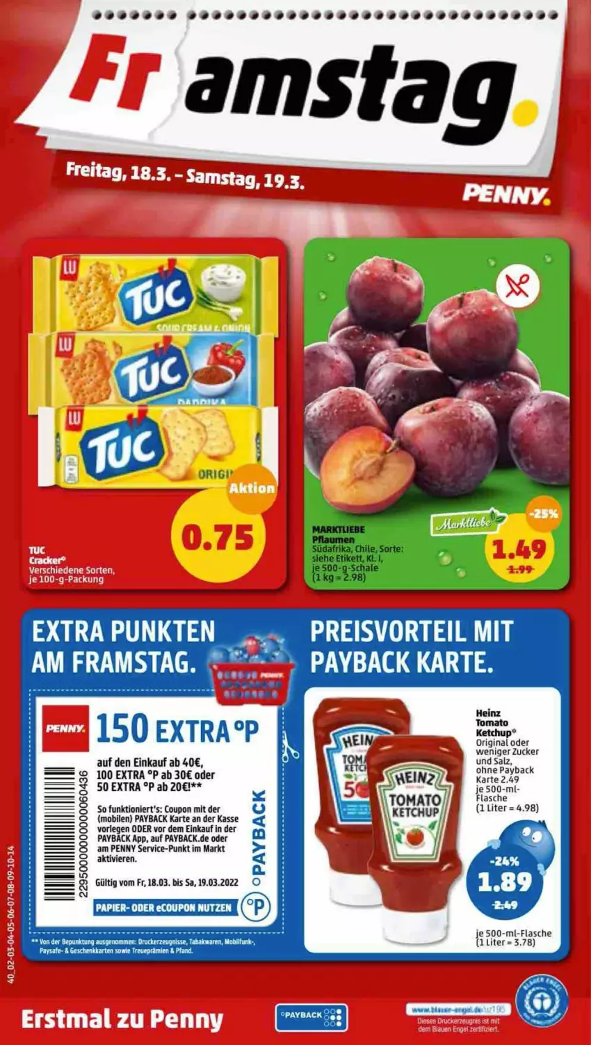 Aktueller Prospekt Penny - Prospekte - von 14.03 bis 19.03.2022 - strona 40 - produkty: coupon, drucker, eis, flasche, gin, je 500-ml-flasche, kerze, ketchup, papier, payback, preisvorteil, reis, salz, Ti, zucker