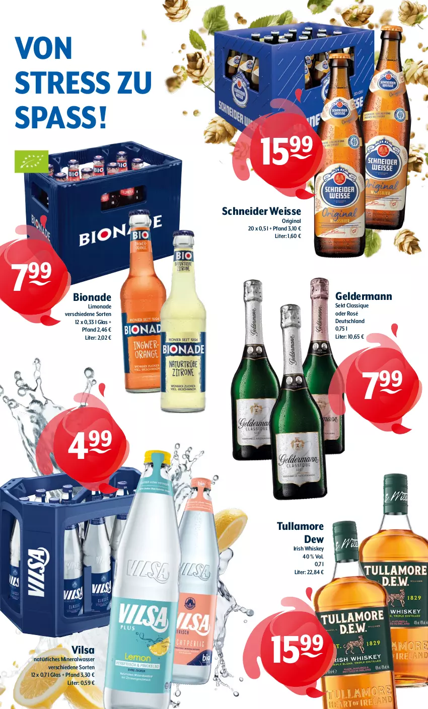 Aktueller Prospekt Getraenke Hoffmann - Prospekte - von 04.11 bis 09.11.2024 - strona 3 - produkty: Alwa, bio, bionade, eis, geldermann, gin, irish whiskey, limo, limonade, mineralwasser, natürliches mineralwasser, sekt, tullamore, tullamore dew, vilsa, wasser, whiskey