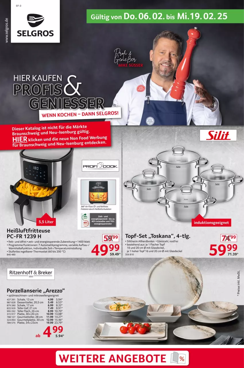 Aktueller Prospekt Selgros - Non Food - von 06.02 bis 19.02.2025 - strona 1 - produkty: auto, decke, Deckel, dessert, Dessertteller, edelstahl, eis, elle, fritteuse, Glasdeckel, Heißluftfritteuse, latte, LG, Mett, mikrowelle, reis, Ria, Schal, Schale, spülmaschinen, teller, thermostat, Ti, Tiere, topf, topf-set