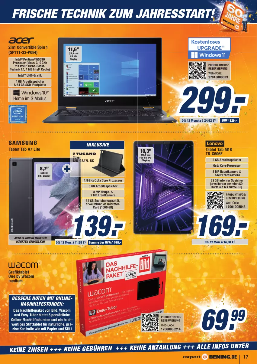 Aktueller Prospekt Expert Aurich - Prospekte - von 01.01 bis 07.01.2022 - strona 17 - produkty: festplatte, frontkamera, hauptkamera, HDD, Intel, kamera, latte, microsd, papier, Pentium, rwe, ssd, tablet, Ti, uhd