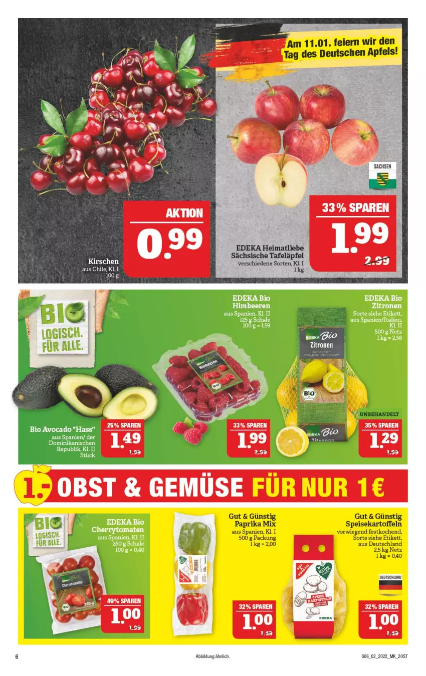 Aktueller Prospekt Marktkauf - Prospekt - von 09.01 bis 15.01.2022 - strona 10 - produkty: avocado, beere, beeren, bio, cherrytomaten, deka, edeka bio, himbeer, himbeere, himbeeren, sac, Schal, Schale, tafeläpfel, tomate, tomaten, zitrone, zitronen