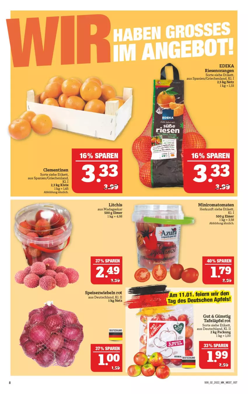 Aktueller Prospekt Marktkauf - Prospekt - von 09.01 bis 15.01.2022 - strona 12 - produkty: apfel, clementinen, deka, eier, eimer, orange, orangen, Romatomaten, tafeläpfel, Ti, tomate, tomaten