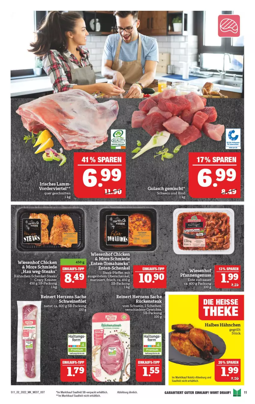 Aktueller Prospekt Marktkauf - Prospekt - von 09.01 bis 15.01.2022 - strona 15 - produkty: auer, eis, ente, filet, gulasch, hähnchen-schenkel, henkel, natur, nuss, pfanne, pfannen, reinert, rind, sac, schenkel, schnitten, schwein, schwein und rind, schweine, schweinefilet, steak, steaks, tee, Ti, wein, weine, wiesenhof, Yo