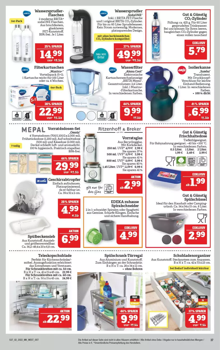 Aktueller Prospekt Marktkauf - Prospekt - von 09.01 bis 15.01.2022 - strona 41 - produkty: Babynahrung, Bau, Brei, brita, Clin, decke, Deckel, deka, eis, Elan, Elektro, elle, filterkartuschen, flasche, geschirr, Geschirrabtropfer, gin, isolierkanne, Käse, küche, Küchen, LG, Maxtra, möbel, Mode, pet-flasche, regal, reis, Schrank, schubladen, schüssel, Soda, spaghetti, Spiralschneider, Sprudel, tee, Teleskop, teller, Ti, tisch, wasser, wasserfilter, wassersprudler