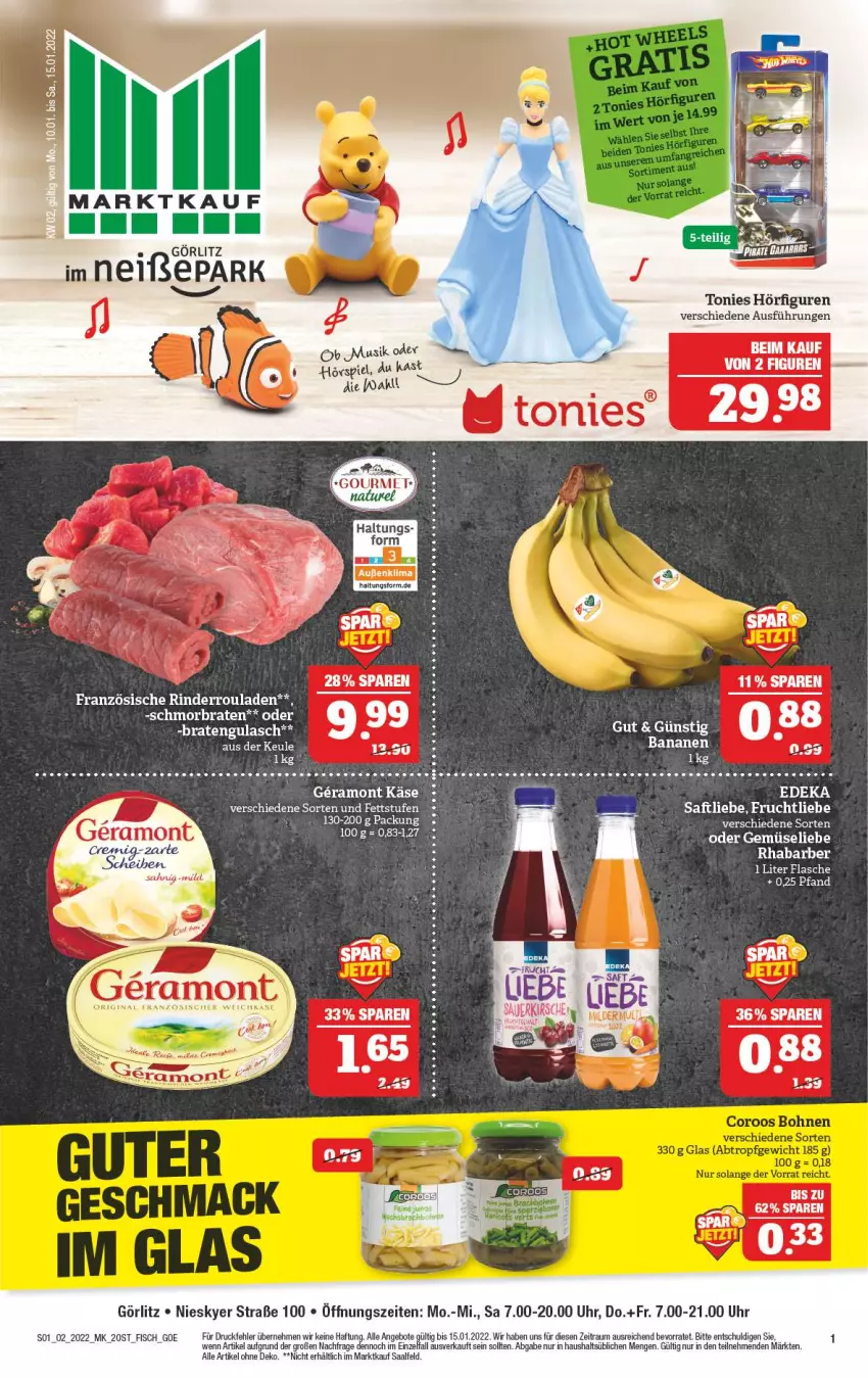 Aktueller Prospekt Marktkauf - Prospekt - von 09.01 bis 15.01.2022 - strona 5 - produkty: angebot, angebote, braten, deka, eier, fisch, flasche, frucht, gulasch, Käse, rel, rhabarber, rind, rinder, Rinderroulade, rinderrouladen, rouladen, saft, schmorbraten, Ti, uhr