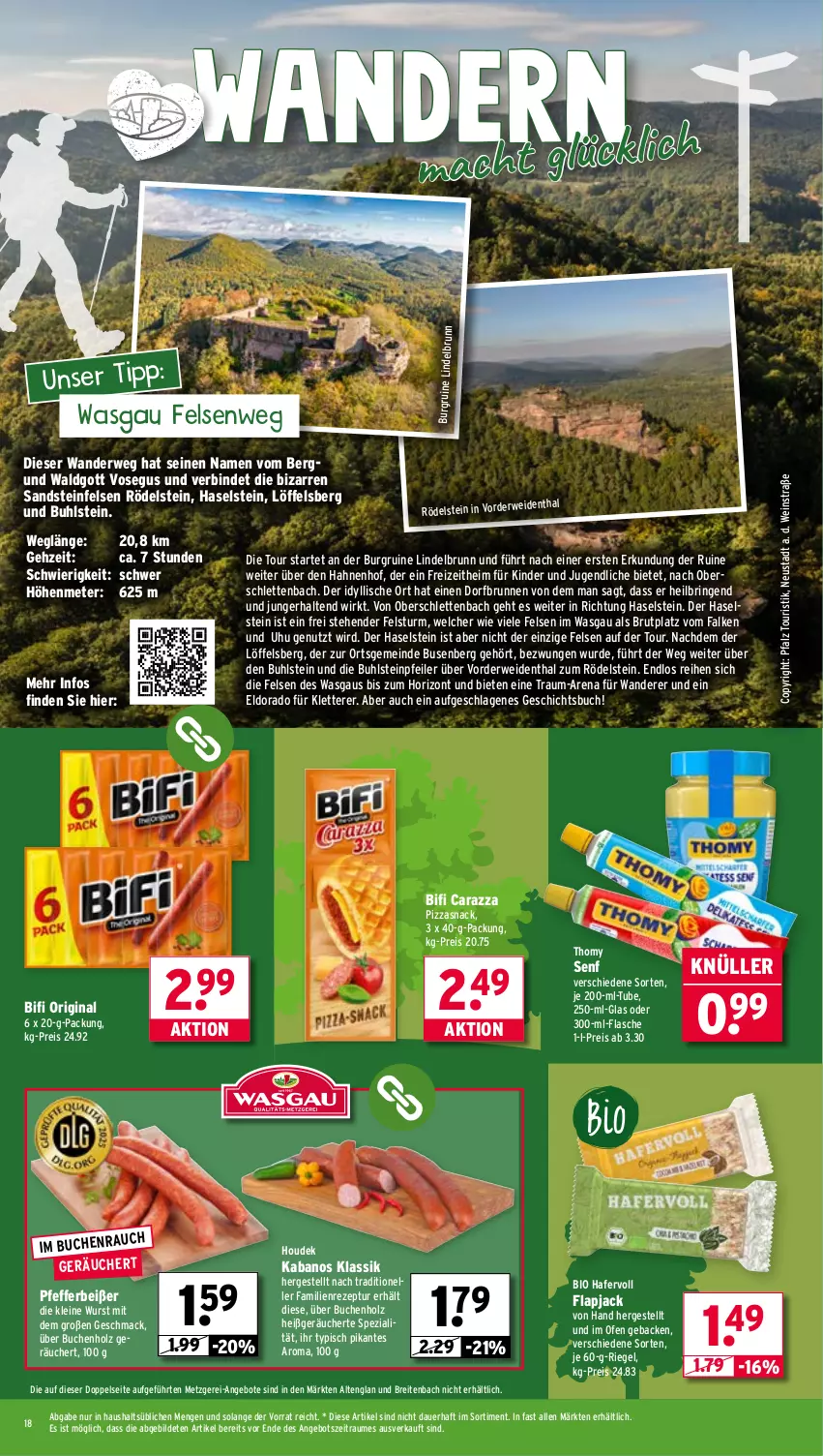 Aktueller Prospekt Wasgau - von 07.07 bis 12.07.2025 - strona 18 - produkty: angebot, angebote, auer, bifi, bio, Brei, brunnen, brut, buch, eis, elle, flasche, geback, gin, hafer, Holz, houdek, kabanos, Kinder, leine, Löffel, mac, Ofen, pfeffer, Pfefferbeißer, pizza, reis, rezept, riegel, ring, rwe, senf, snack, Spezi, thomy, Ti, uhu, wein, wurst