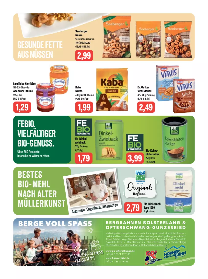 Aktueller Prospekt Feneberg - Prospekte - von 09.06 bis 10.06.2023 - strona 10 - produkty: alexa, Berger, beutel, bio, blume, blumen, Blüte, dinkelmehl, Dr. Oetker, Engel, kakao, Kette, kokos, konfitüre, landliebe, mab, mehl, Müller, müsli, natur, nuss, rama, Roller, seeberger, Ti, vita, vitalis, vitalis müsli, zucker