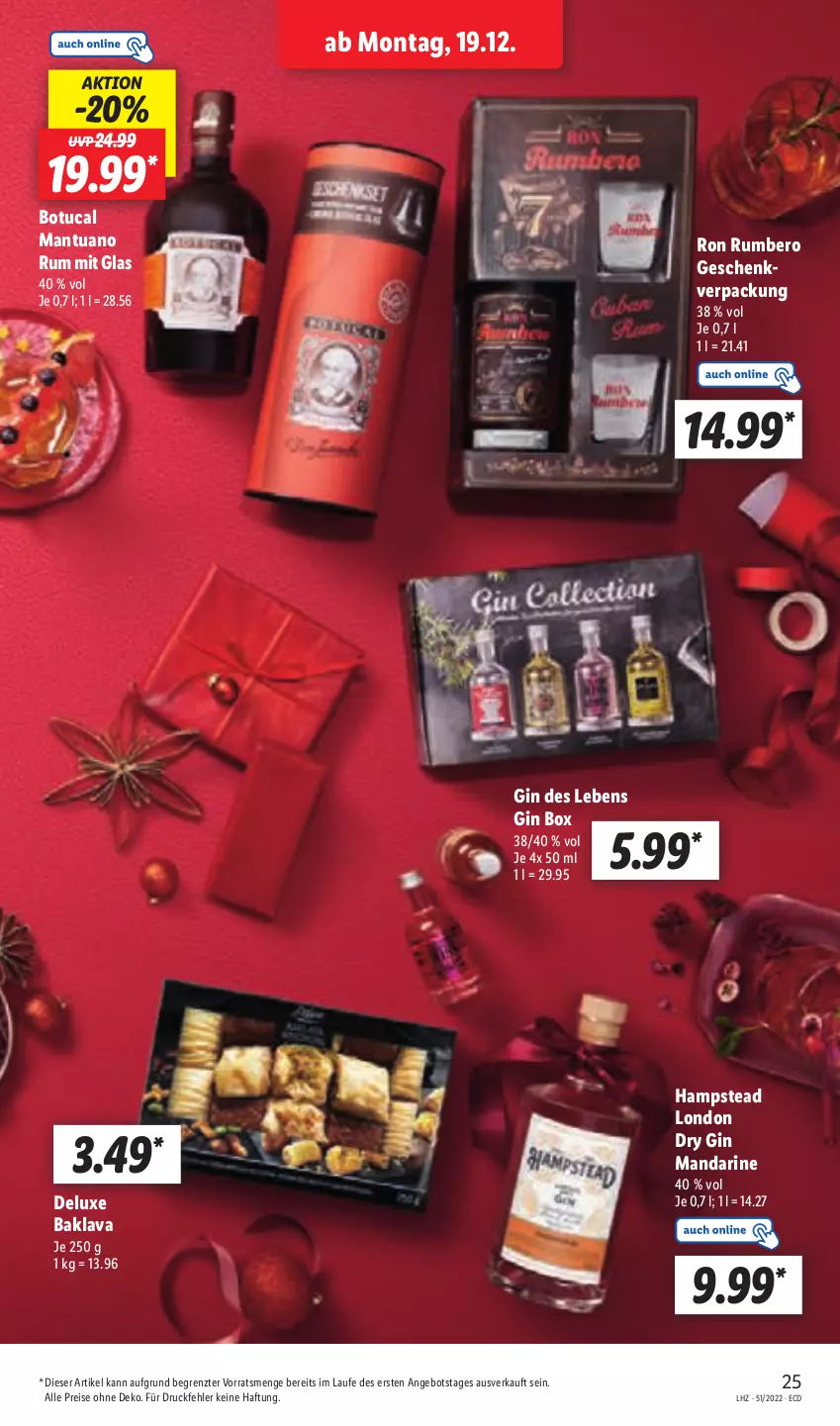 Aktueller Prospekt Lidl - Aktionsprospekt - von 19.12 bis 24.12.2022 - strona 27 - produkty: angebot, Baklava, dry gin, eis, gin, london dry, london dry gin, mandarine, reis, rum, Ti, tuc, ZTE