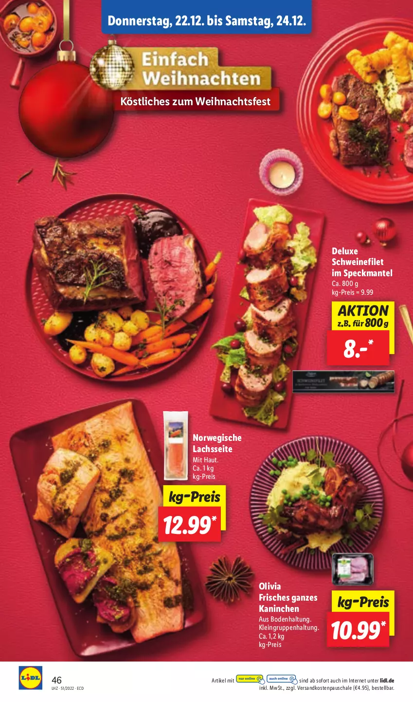 Aktueller Prospekt Lidl - Aktionsprospekt - von 19.12 bis 24.12.2022 - strona 48 - produkty: eis, filet, lachs, Mantel, ndk, reis, rwe, Schal, Schale, schwein, schweine, schweinefilet, Speck, Ti, wein, weine