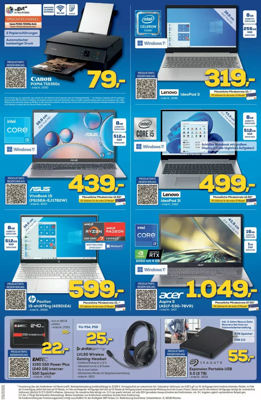 Aktueller Prospekt Euronics - Prospekte - von 11.01 bis 18.01.2023 - strona 5 - produkty: canon, deo, eis, gaming-headset, Headset, Intel, notebook, ps4, radeon, rel, ryzen, ryzen radeon, seagate, ssd, Ti, usb