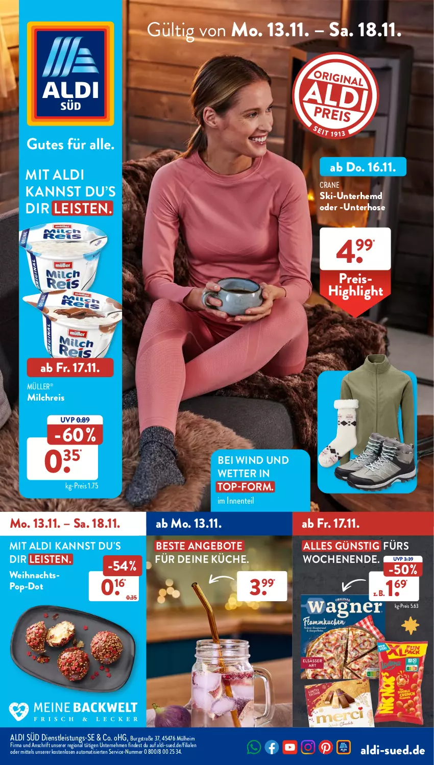 Aktueller Prospekt AldiSud - NÄCHSTE WOCHE - von 13.11 bis 18.11.2023 - strona 1 - produkty: aldi, angebot, angebote, auto, eis, ente, hemd, hose, küche, milch, milchreis, Müller, reis, Ti, Unterhemd