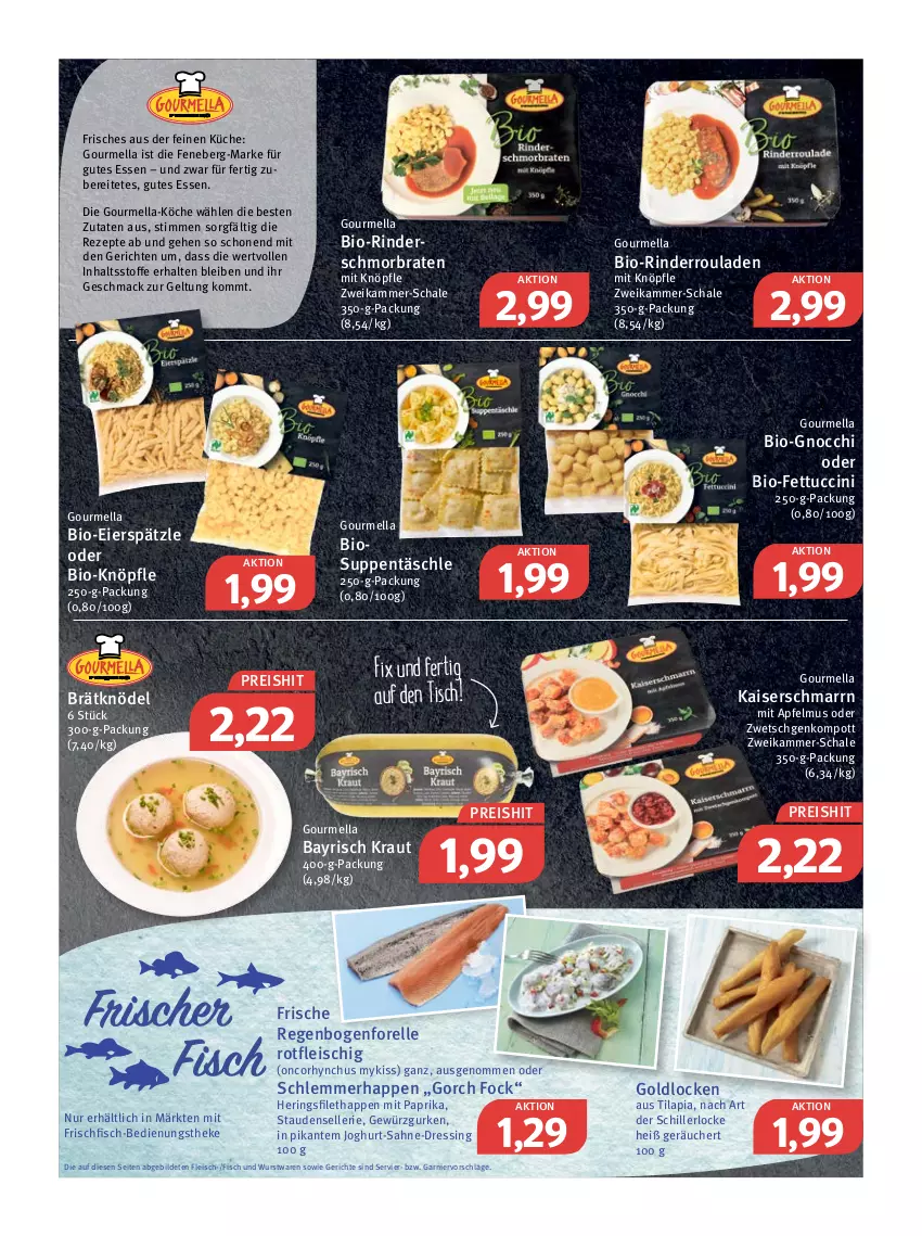 Aktueller Prospekt Feneberg - Prospekte - von 20.01 bis 22.01.2022 - strona 3 - produkty: apfel, apfelmus, bio, braten, cin, dressing, eier, eierspätzle, eis, elle, filet, fisch, fleisch, forelle, frischfisch, garnier, gewürz, Gewürzgurke, gewürzgurken, gnocchi, gurke, gurken, gutes essen, hering, Herings, joghur, joghurt, Kaiser, Kaiserschmarrn, Knödel, Kraut, küche, mac, mit paprika, paprika, reis, rel, rezept, rezepte, rind, rinder, Rinderroulade, rinderrouladen, ring, rouladen, sahne, Schal, Schale, schmorbraten, stauden, suppe, suppen, Ti, Tilapia, tisch, tuc, wurst