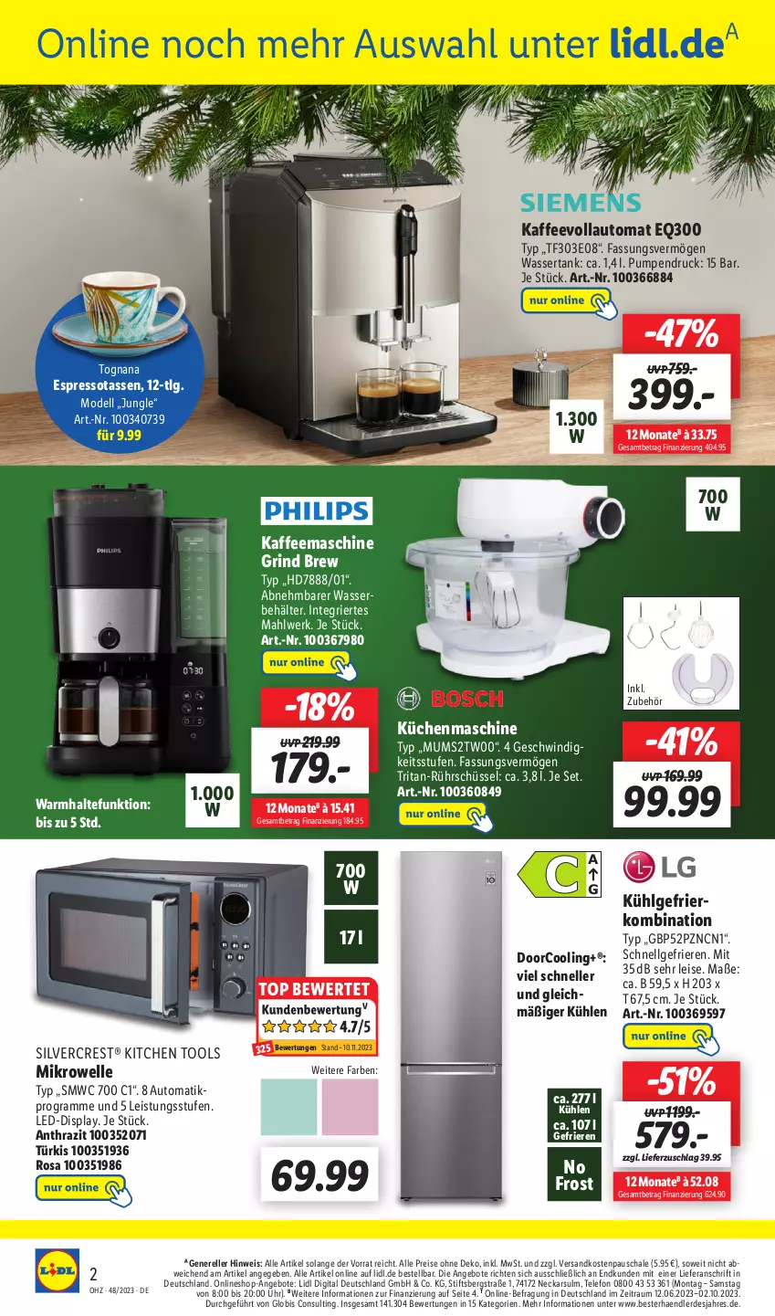 Aktueller Prospekt Lidl - Wochen-Highlights im Onlineshop - von 27.11 bis 03.12.2023 - strona 4 - produkty: angebot, angebote, auto, Behälter, dell, eis, elle, erde, espresso, gefrierkombination, kaffee, kaffeemaschine, kaffeevollautomat, küche, Küchen, küchenmaschine, LG, mikrowelle, Mode, ndk, reis, rel, rind, Rührschüssel, Schal, Schale, schüssel, silvercrest, tasse, telefon, Ti, uhr, wasser, wassertank