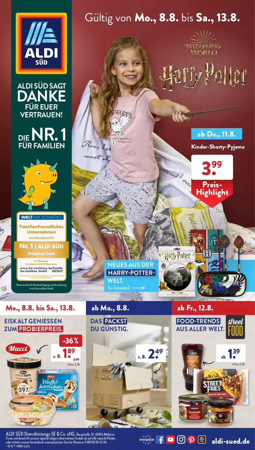 Aktueller Prospekt AldiSud - NÄCHSTE WOCHE - von 08.08 bis 13.08.2022 - strona 1 - produkty: aldi, auto, bier, eis, ente, Kinder, Pyjama, reis, rwe, shorty, shorty-pyjama, Ti