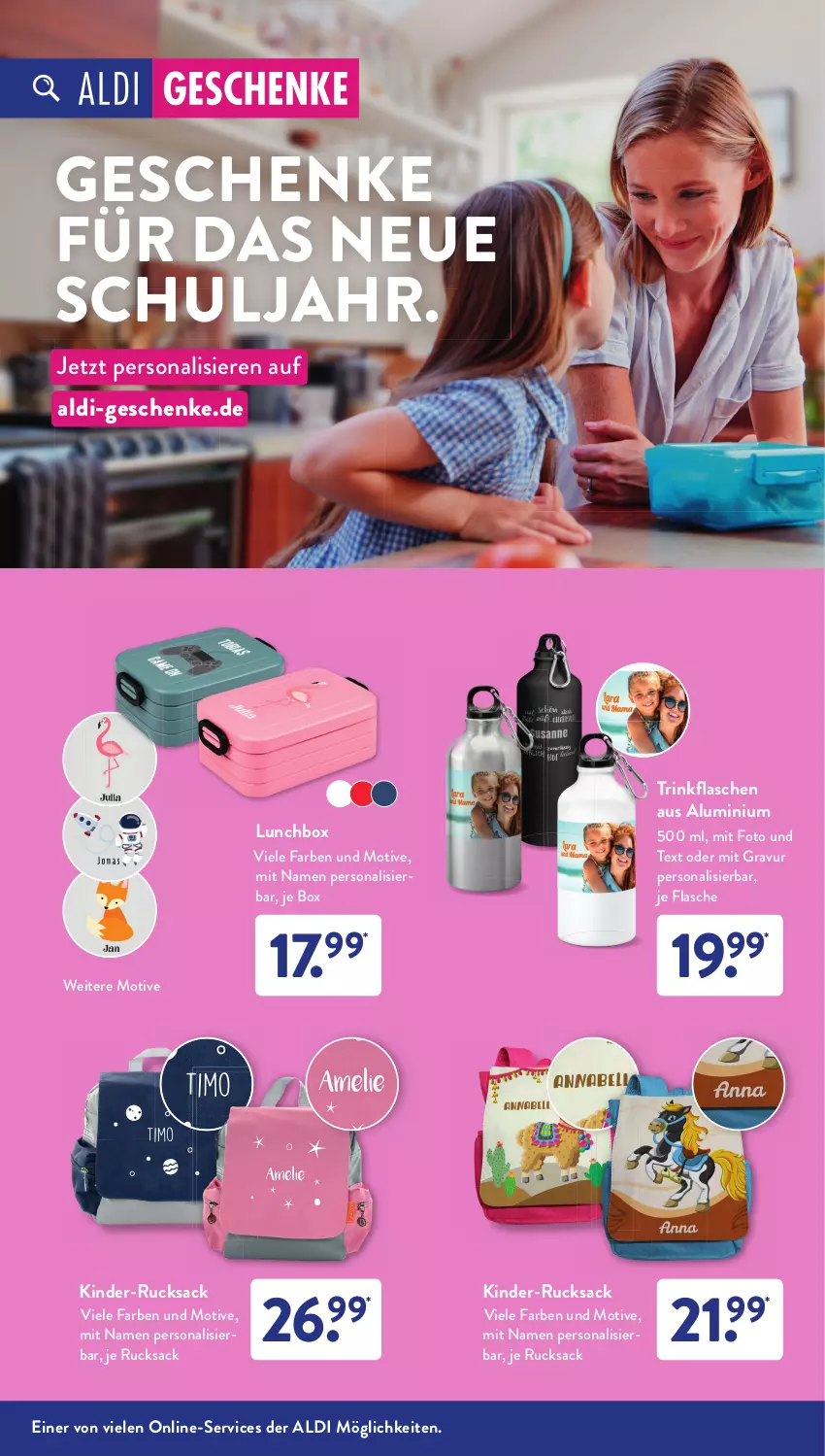 Aktueller Prospekt AldiSud - NÄCHSTE WOCHE - von 08.08 bis 13.08.2022 - strona 20 - produkty: aldi, flasche, Kinder, lunchbox, Persona, rucksack, sac, Ti, trinkflasche