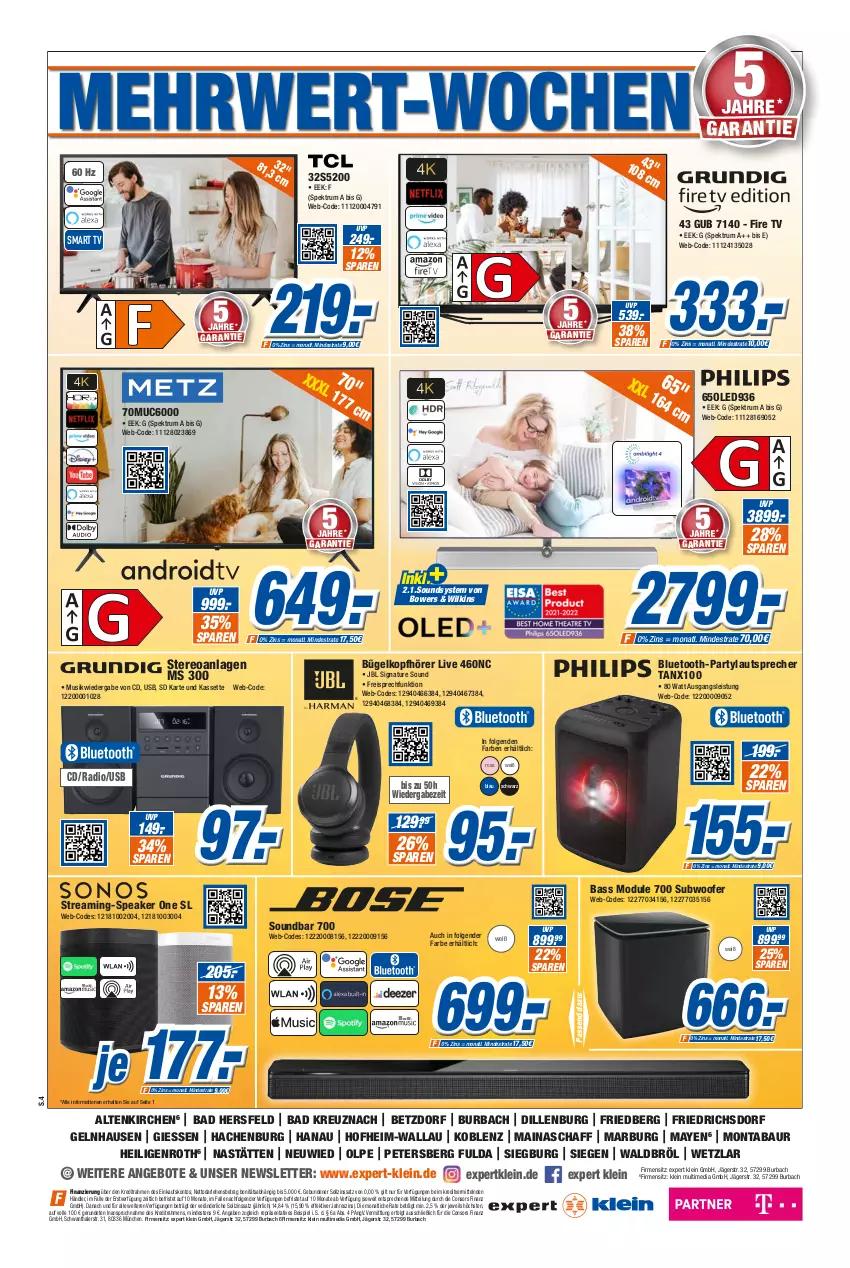 Aktueller Prospekt Expert Olpe - Prospekte - von 07.05 bis 13.05.2022 - strona 4 - produkty: angebot, angebote, Bad, Bau, bügel, consors finanz, eis, Fulda, jbl, kopfhörer, lautsprecher, LG, natur, Radio, reis, rum, rwe, smart tv, soundbar, Spektrum, Subwoofer, Ti, usb