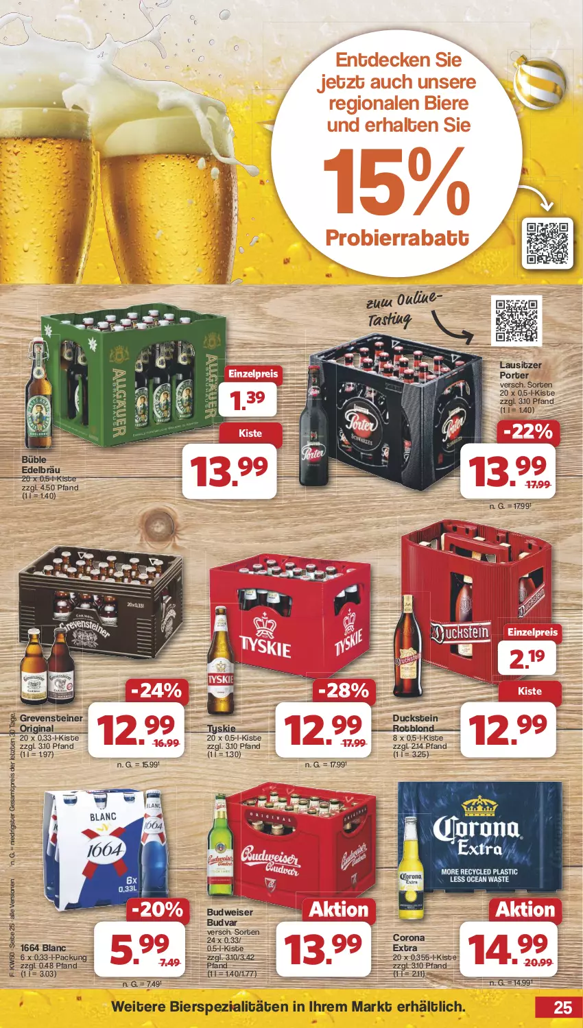 Aktueller Prospekt Famila - Prospekte - von 09.12 bis 14.12.2024 - strona 25 - produkty: asti, bier, Biere, bierspezialitäten, budweiser, corona, corona extra, decke, Duck, eis, gin, grevensteiner, reis, Spezi, steiner, Ti, tyskie, ZTE