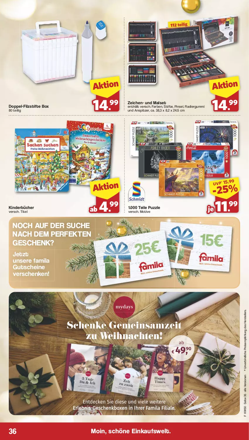 Aktueller Prospekt Famila - Prospekte - von 09.12 bis 14.12.2024 - strona 36 - produkty: eis, elle, gutschein, gutscheine, Kinder, Pinsel, Puzzle, Radiergummi, reis, stifte, teller, Ti