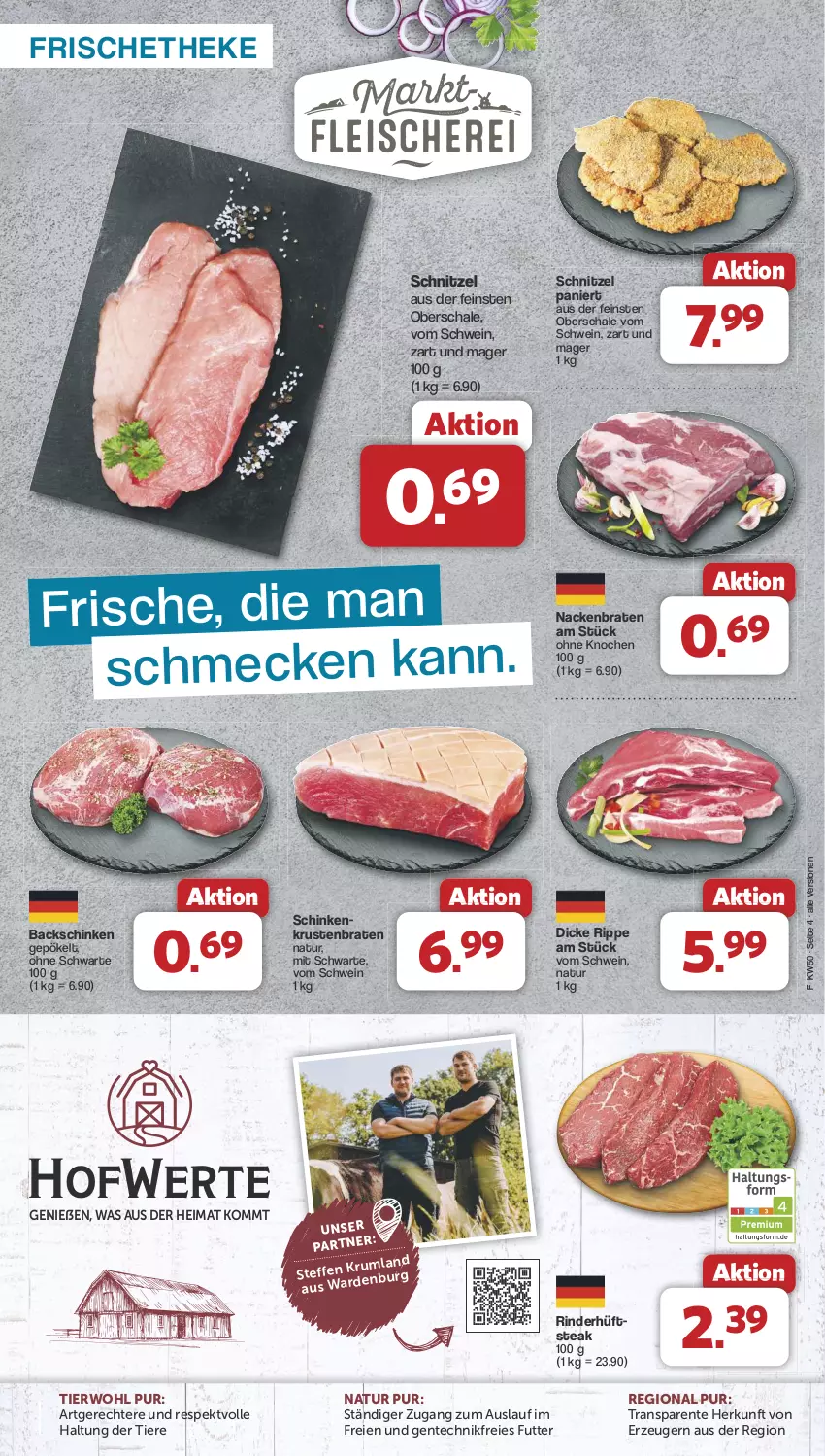 Aktueller Prospekt Famila - Prospekte - von 09.12 bis 14.12.2024 - strona 4 - produkty: braten, ente, krustenbraten, natur, rind, rinder, rum, Schal, Schale, schinken, schnitzel, schwein, steak, Ti, Tiere, wein