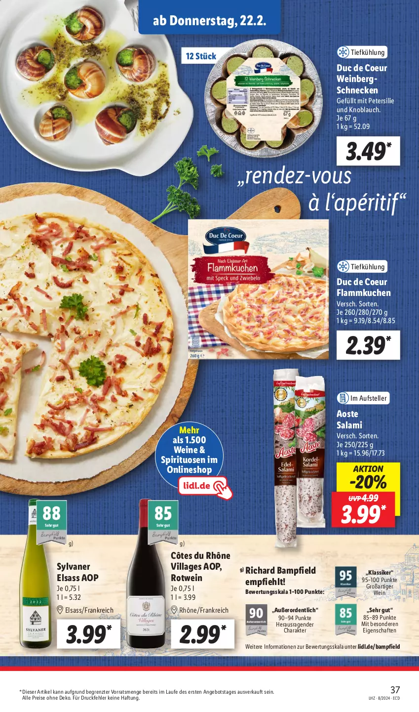 Aktueller Prospekt Lidl - Aktionsprospekt - von 19.02 bis 24.02.2024 - strona 51 - produkty: angebot, eis, elle, flammkuchen, knoblauch, kuchen, lamm, petersilie, reis, rotwein, salami, spirituosen, teller, Ti, wein, weine, ZTE