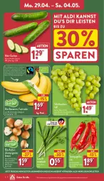 Gazetka promocyjna Aldi Nord - Von Montag - Gazetka - ważna od 04.05 do 04.05.2024 - strona 2 - produkty: aldi, angebot, auer, banane, bananen, Bau, Bauer, bio, bio-bananen, braun, champignon, champignons, champignons braun, eis, gurke, gurken, mini-gurken, paprika, paprika rot, reis, Schal, Schale, Spitzpaprika, tafeltrauben, Ti, trauben, trolli, ZTE, zwiebel, zwiebeln