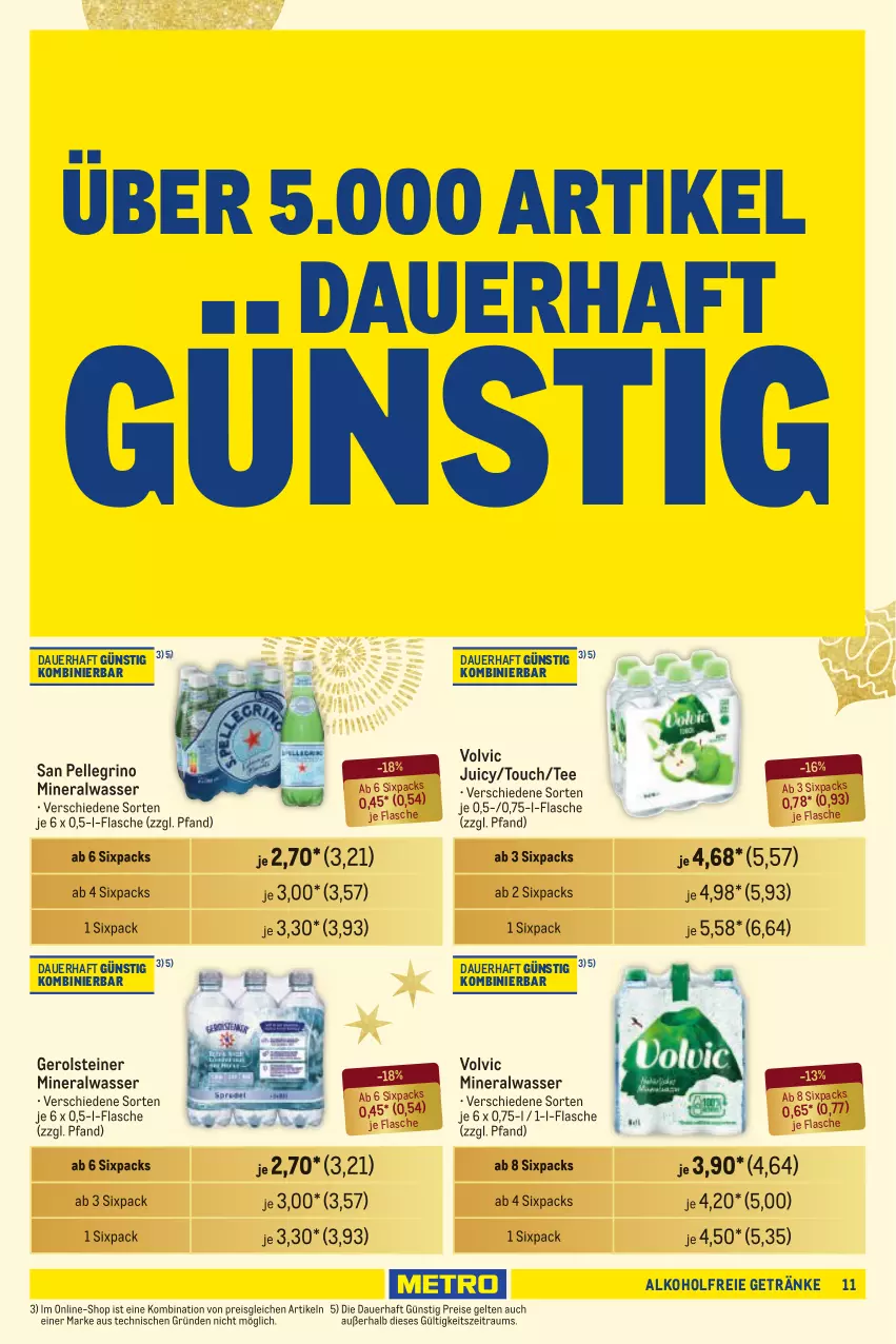 Aktueller Prospekt Metro - Händler Journal - von 05.12 bis 18.12.2024 - strona 11 - produkty: alkohol, alkoholfreie getränke, Alwa, auer, eis, elle, flasche, gerolsteine, gerolsteiner, getränk, getränke, mineralwasser, reis, san pellegrino, steiner, tee, Ti, volvic, wasser